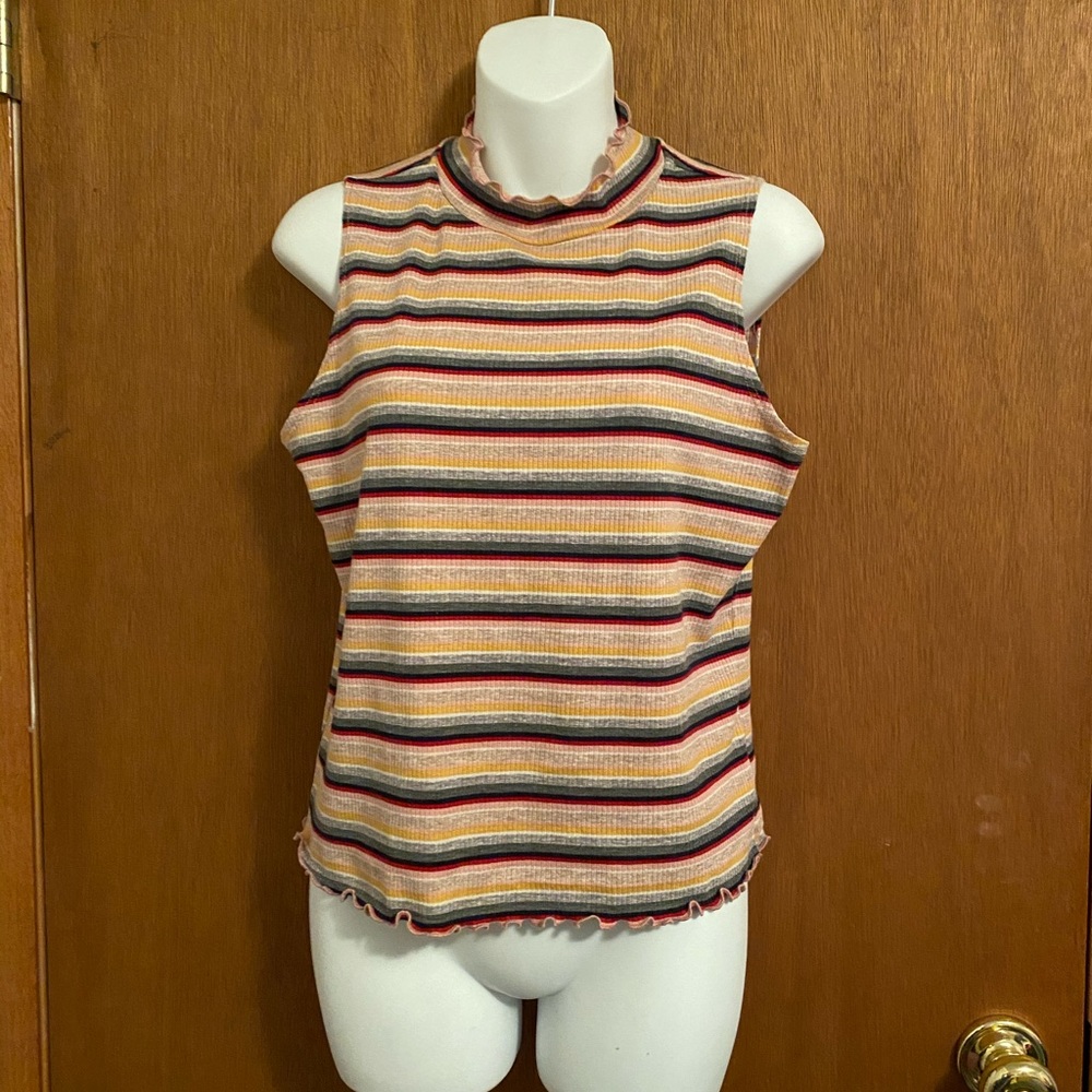 Mock neck ribbed top